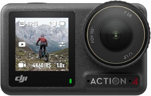 DJI Osmo Action 4 Pack Estándar: cámara de acción sumergible 4K/120 fps con un sensor de 1/1.3 pulgadas, gran rendimiento con poca luz, color D-Log M de 10 bits, batería duradera de 1770 mAh
