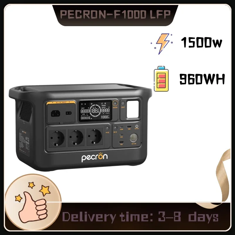 Estación de Energía Portátil PECRON F1000LFP para Autocaravanas, 960 Wh |   1500W de Salida Pura |   Monitoreo Inteligente en Tiempo Real |   Artículos Esenciales para Acampar en Viajes Largos