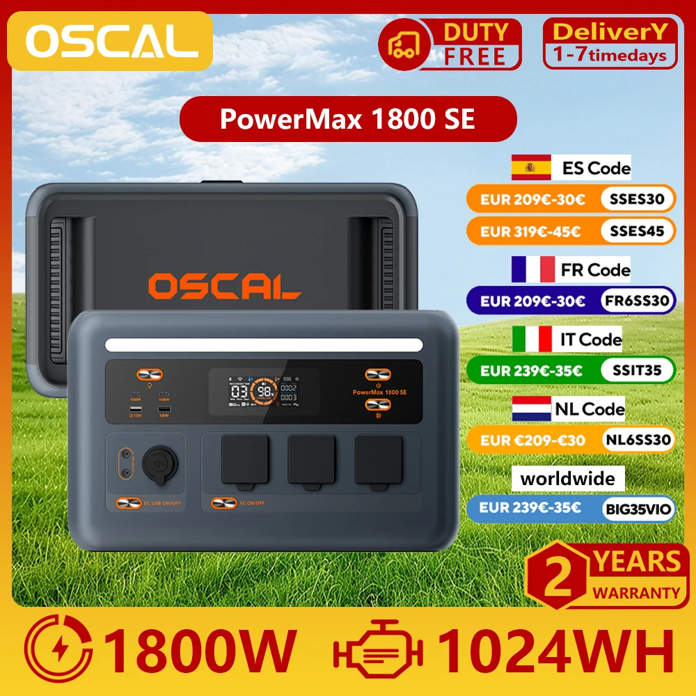 Estación de energía portátil OSCAL PowerMax1800SE
