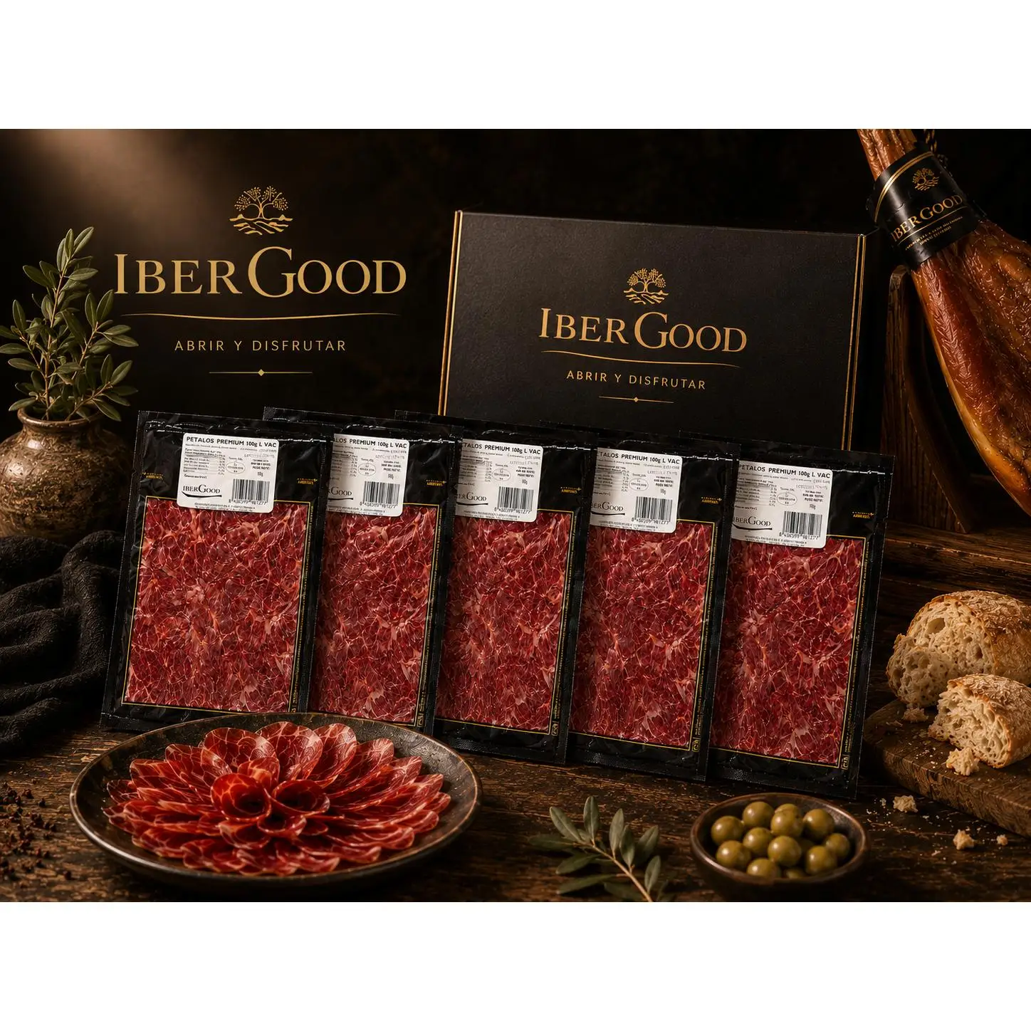 Jamón premium loncheado fino