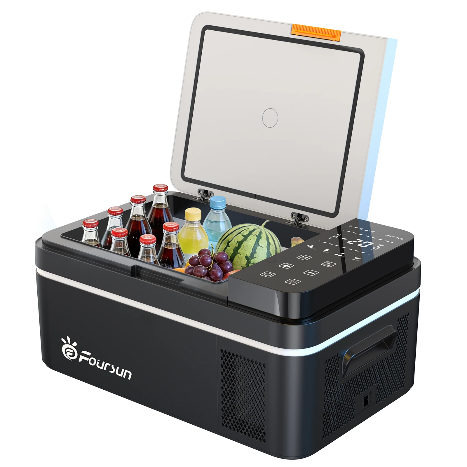 Nevera Portátil con Compresor Foursun de 21L/25L/35L/45L/55L con Control por Aplicación Bluetooth, para Camping, Viajes, Hogar, DC 12V/24V y AC 100-240V