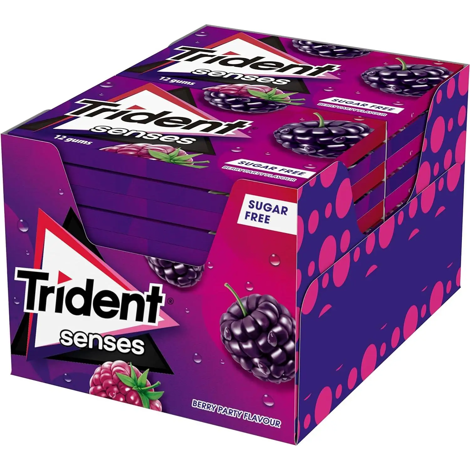 Trident Senses Chicles sin Azúcar con Sabor  hierbabuena -berry- sandía 23G*12