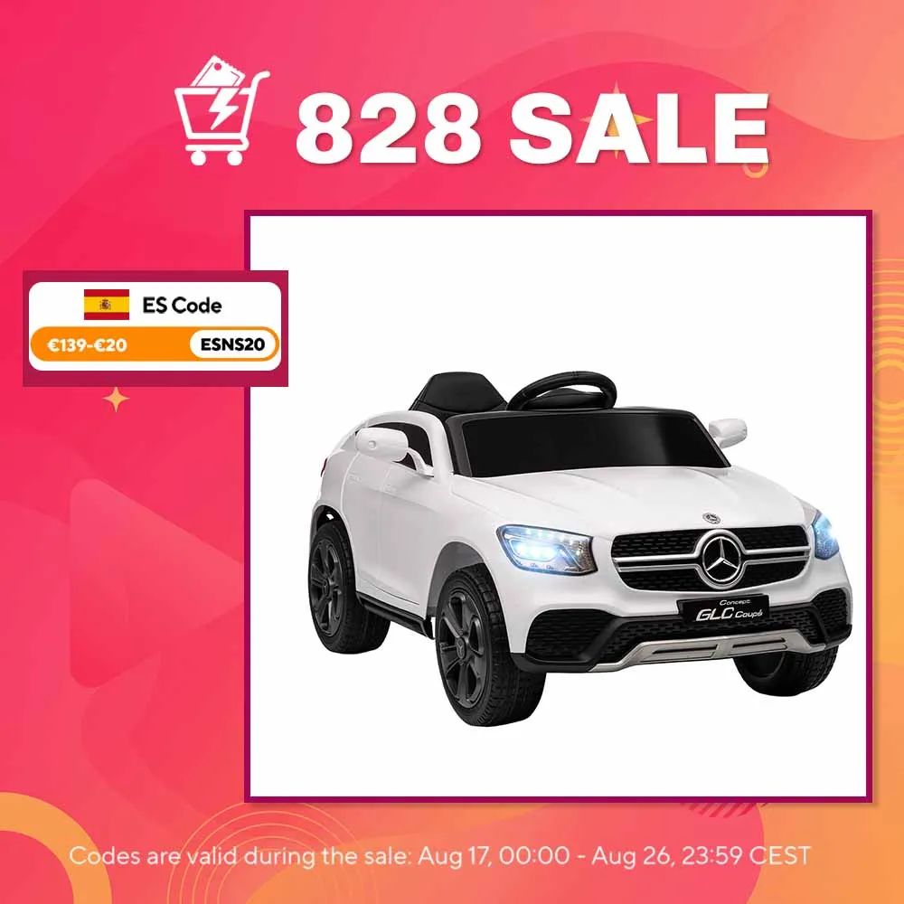 AIYAPLAY Coche Eléctrico para Niños Mercedes-Benz GLC Coupé 12V Mando a Distancia 2,4 G Motor Doble MP3