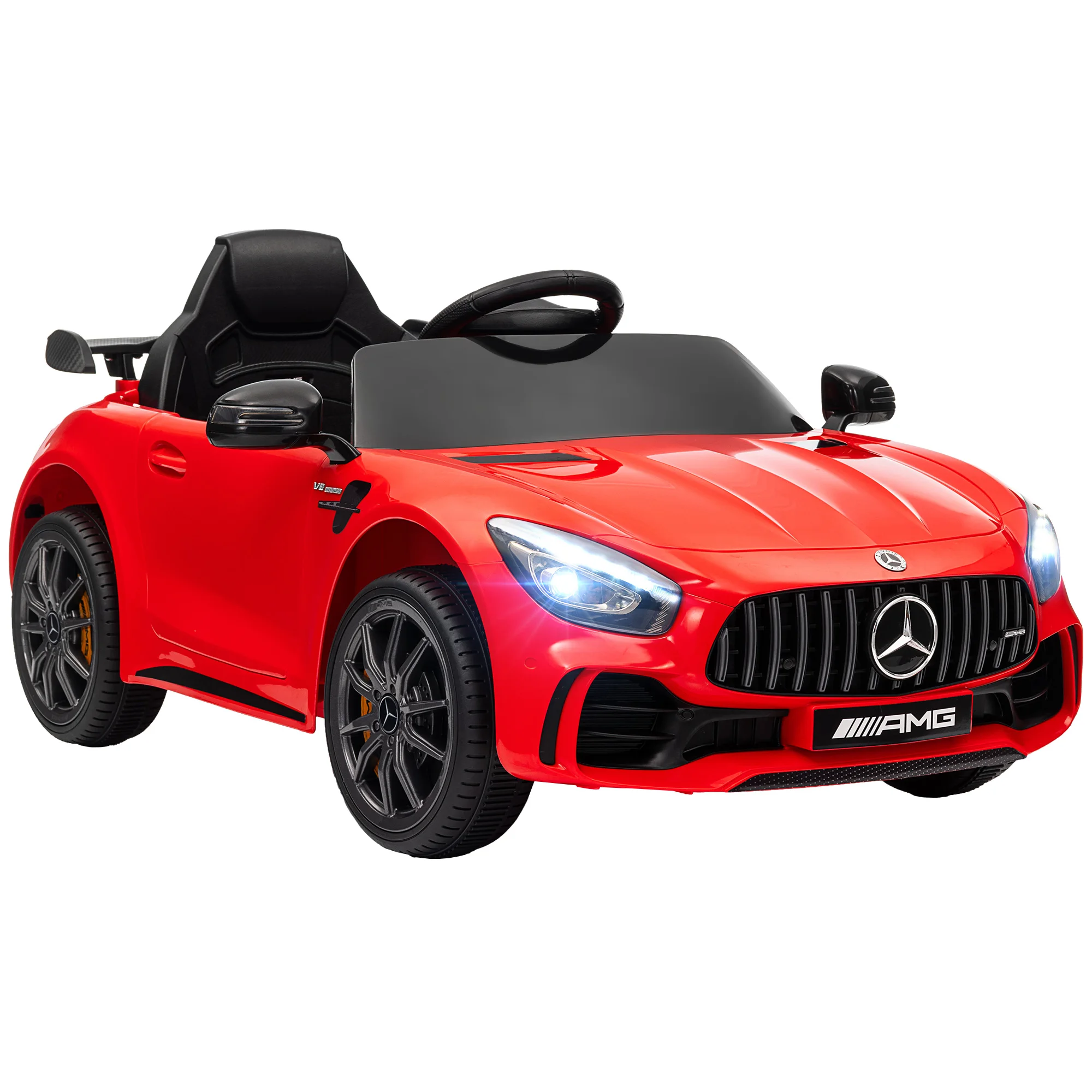 AIYAPLAY Coche Eléctrico para Niños de +3 Años Mercedes-Benz AMG GTR con Batería 12V Mando a Distancia Faros Bocina Música
