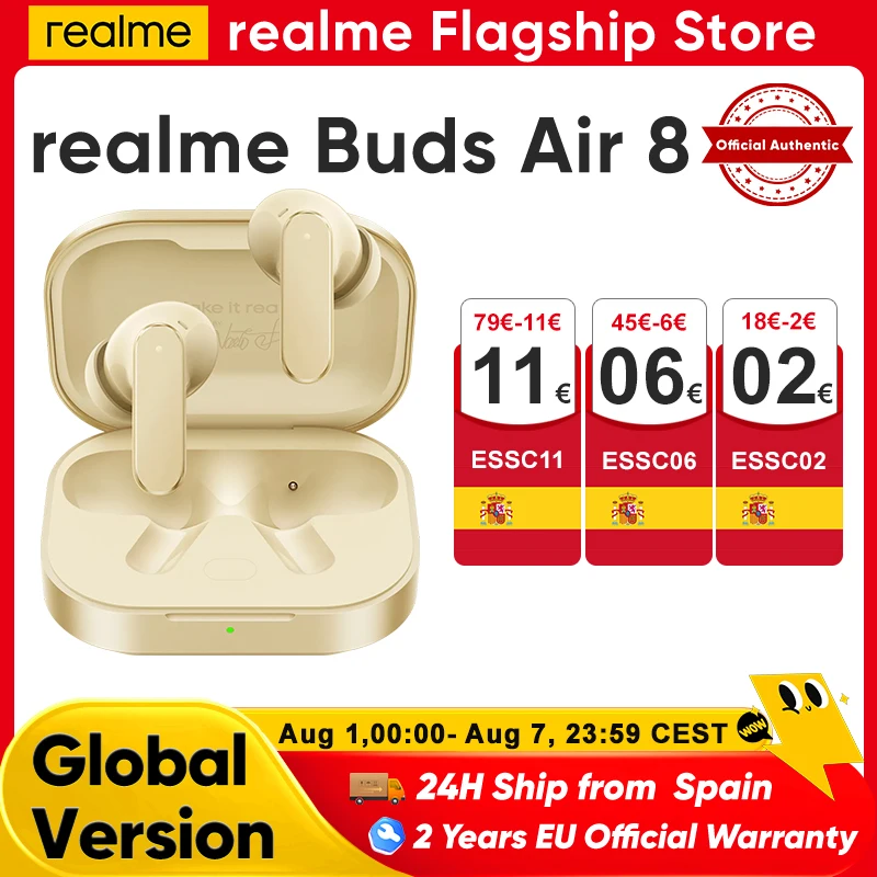 Auriculares Bluetooth realme Buds Air 8