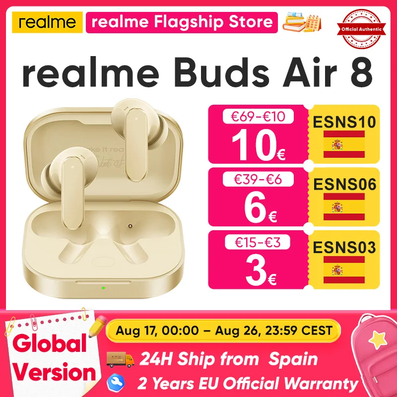 Auriculares Bluetooth realme Buds Air 8