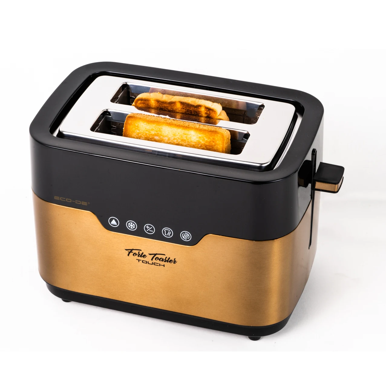 Eco-De Tostadora FORTE TOASTER TOUCH. Control Táctil, Doble Ranura, Ranuras Extra Anchas, 7 Niveles Tueste, Bandeja Recoge Migas, Descongela, Dora, Tuesta, Calienta, Recalienta ECO-432 Eco-De