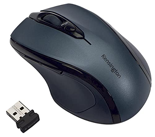Kensington K72422WW, ratón inalámbrico Pro Fit, tamaño mediano, color gris, diseño ergonómico, Sensor óptico (PPP: 800/1200/1600) para un control efectivo para uso en casa y en oficina