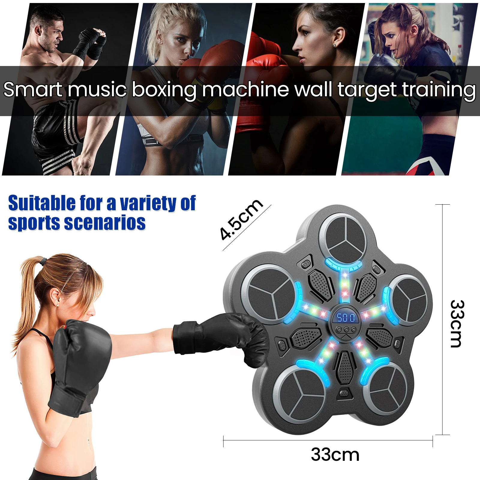Máquina de Boxeo Inteligente con Música Bluetooth para Niños, 500mAh