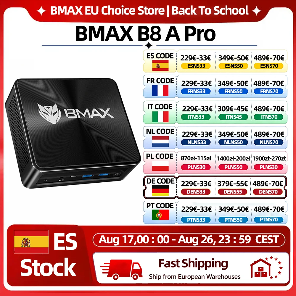 Mini PC Bmax B8 A Pro AMD RYZEN 7 16GB/512GB SSD