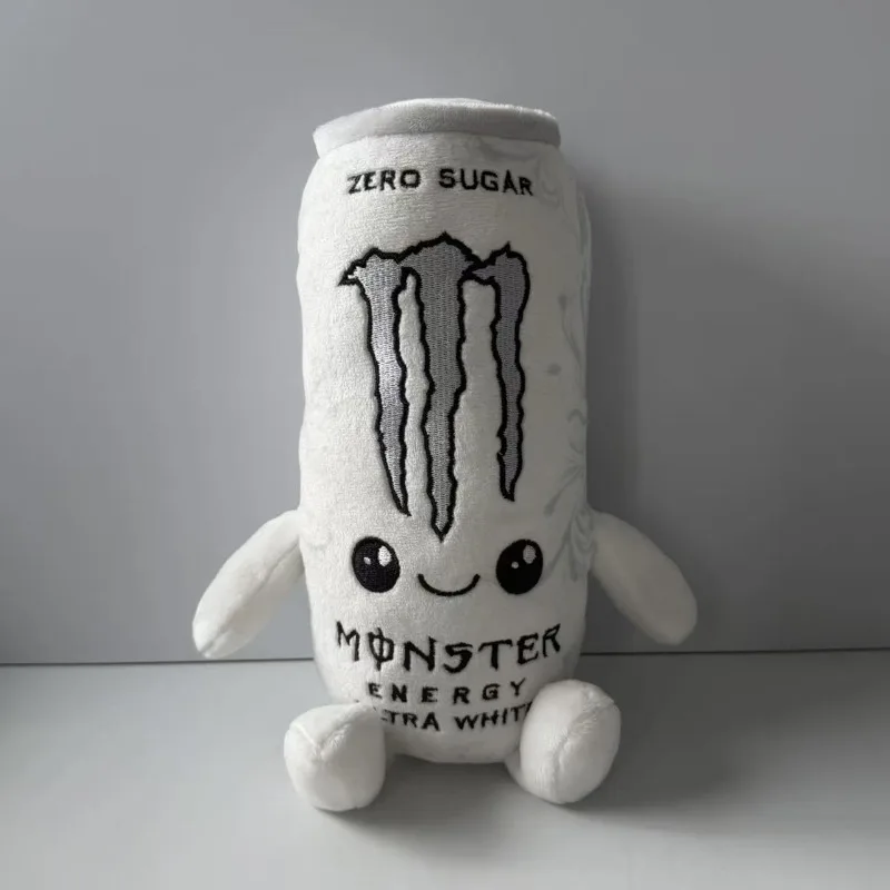 Muñeco de Peluche de Bebida Energética White Monster Sin Azúcar, Figura Suave y Linda, Decoración para el Hogar, Regalo para Amigos