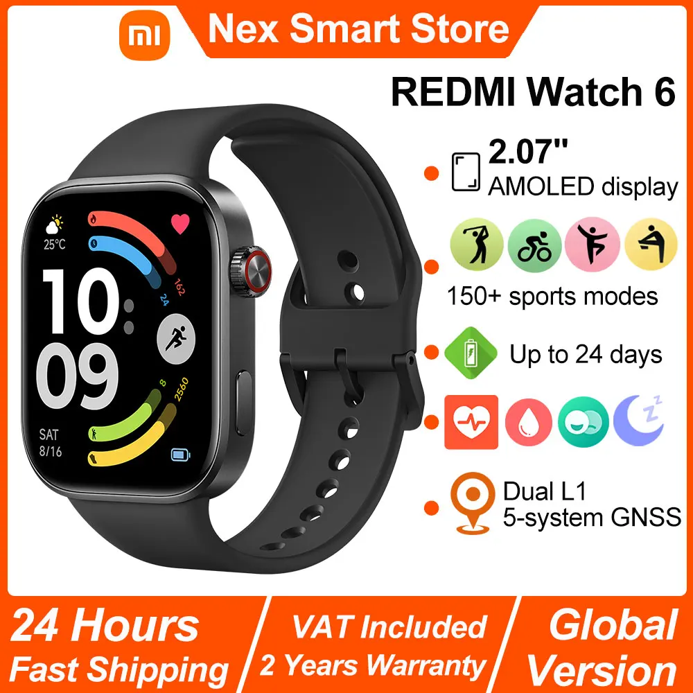 Nuevo Reloj Inteligente Xiaomi REDMI Watch 6, Pantalla AMOLED de 2.07 Pulgadas, Monitoreo de Frecuencia Cardíaca y Oxígeno en Sangre Durante Todo el Día, Batería de Larga Duración