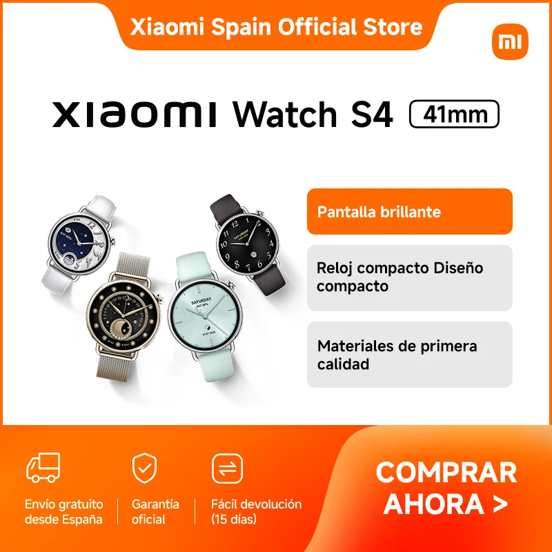 Official | Xiaomi Watch S4 41mm, Pantalla brillante, Reloj compacto Diseño compacto, Materiales de primera calidad