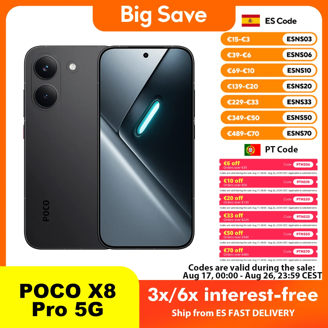 POCO X8 Pro 5G 8GB 256GB 12GB 512GB NFC Smartphone Dimensity 8500-Ultra Batería de 6500mAh Sensor Sony IMX882 50MP