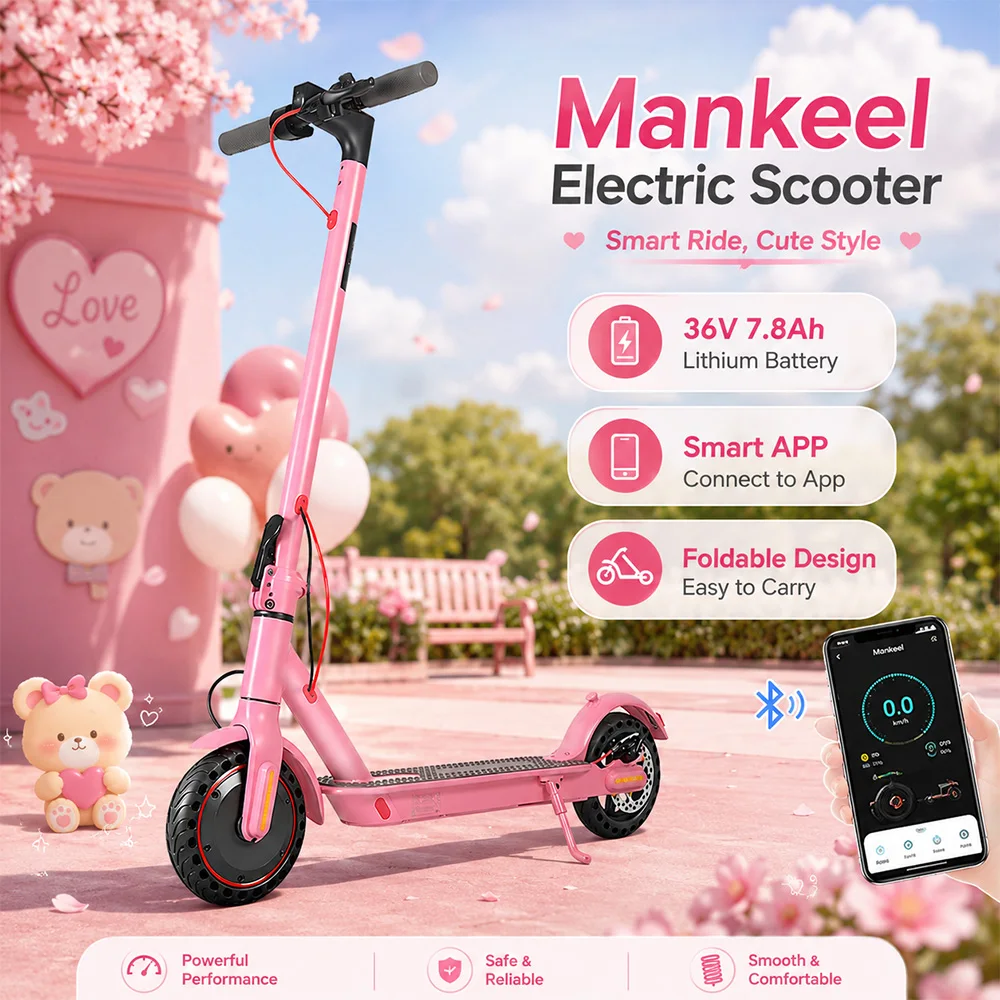 Scooter Eléctrico Plegable Rosa para Adultos