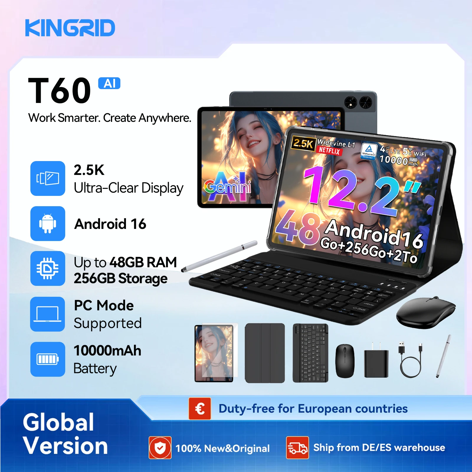 Tablet KINGRID T60 24GB/256GB
