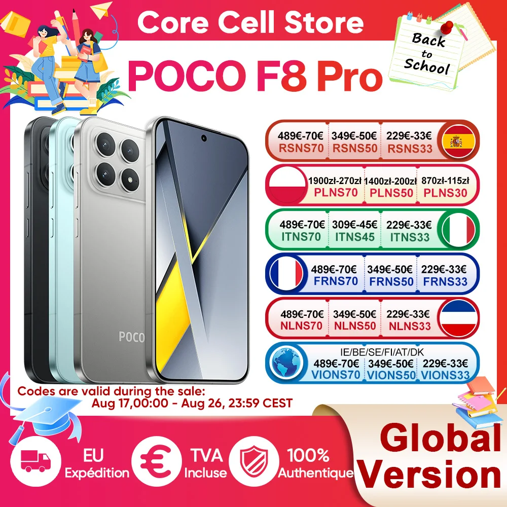 Versión Global POCO F8 Pro 5G Smartphone Snapdragon 8 Elite, Pantalla AMOLED de 6.59' con Protección Ocular, HyperCharge de 100W, 6210mAh, IP68, NFC