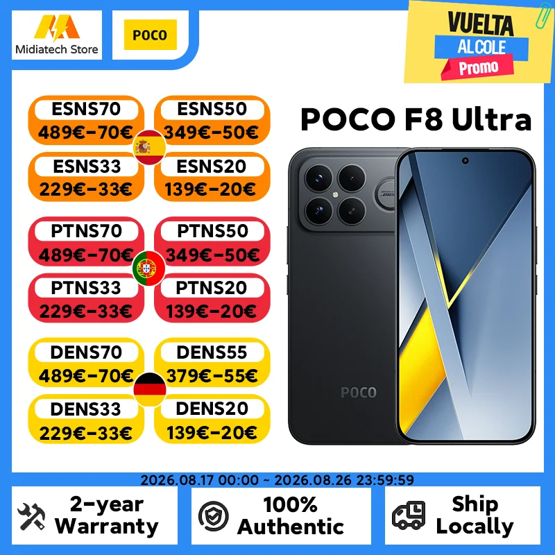 Xiaomi POCO F8 Ultra Snapdragon 8 Elite Gen 5 Smartphone Pantalla AMOLED de 6,9" y 120 Hz Batería de 6500 mAh y 100W