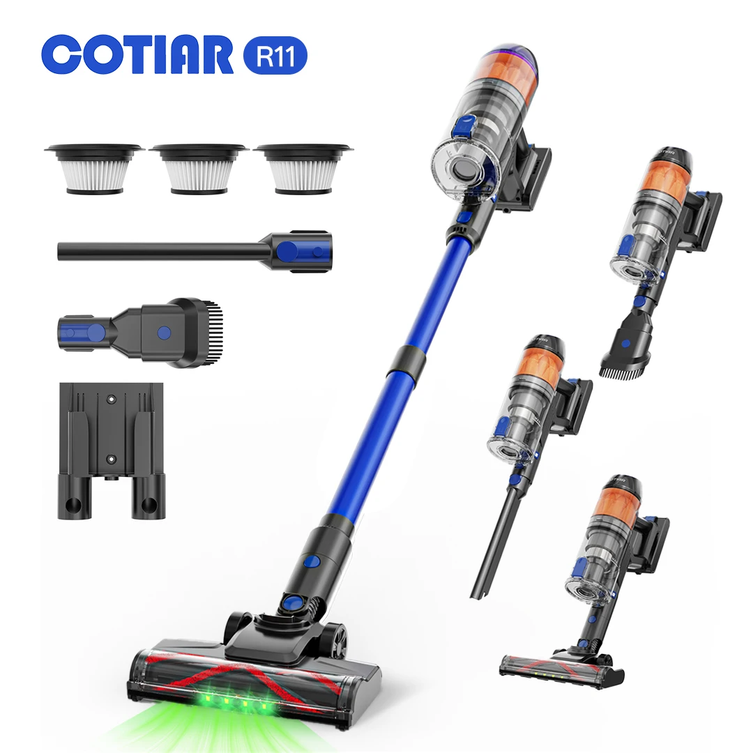 Aspiradora Inalámbrica Portátil COTIAR R11 de 500W y 50000PA para el Hogar, con Depósito de Polvo de 1.2L y Batería Extraíble