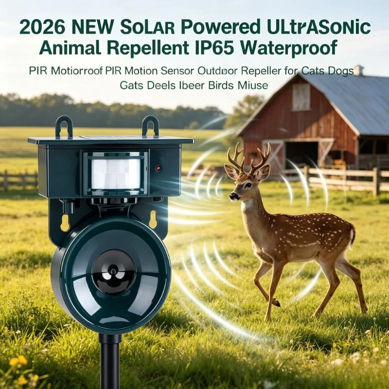 Repelente ultrasónico solar con sensor PIR