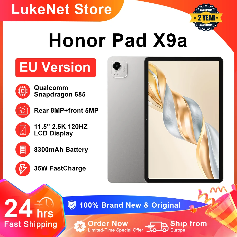 Tablet HONOR Pad X9a con Qualcomm Snapdragon 685, WIFI, Pantalla HONOR Fullview de 11.5 Pulgadas y 120Hz 2.5K, Batería de 8300mAh, Versión Global