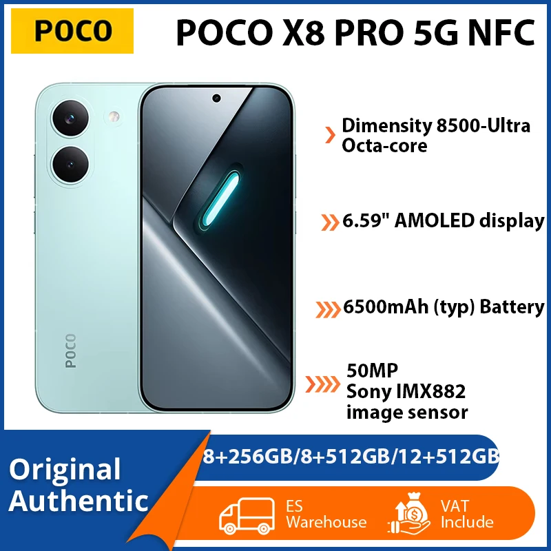 Versión Global POCO X8 Pro 12GB 512GB Teléfono 5G NFC Dimensity 8500-Ultra Batería de 6500mAh