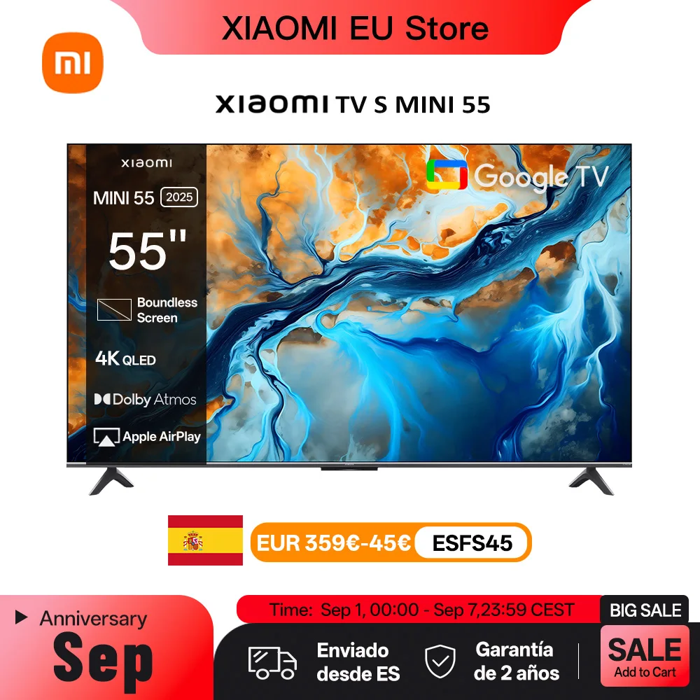 XIAOMI S MINI 55 144Hz QD-Mini LED Dolby Vision QI, Dolby Atmos Televisión de Google