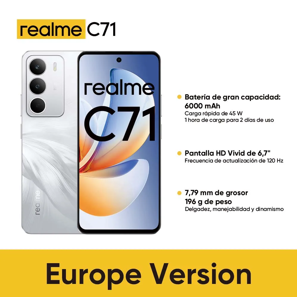realme C71 Smartphone 8GB +256GB, Búho de Bosque, Pantalla de 6.67 Pulgadas, Refresco de 120Hz, Carga Rápida 45W, Batería de 6000mAh, Cámara de 50MP, Powerful 8 Core Processor,Teléfono móvil