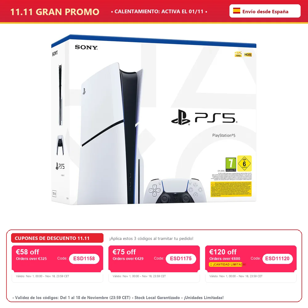 CONSOLA PS5 SLIM WHITE EDITION (1TB) – CHASIS E – VERSIÓN CON LECTOR – 1 MANDO DUALSENSE