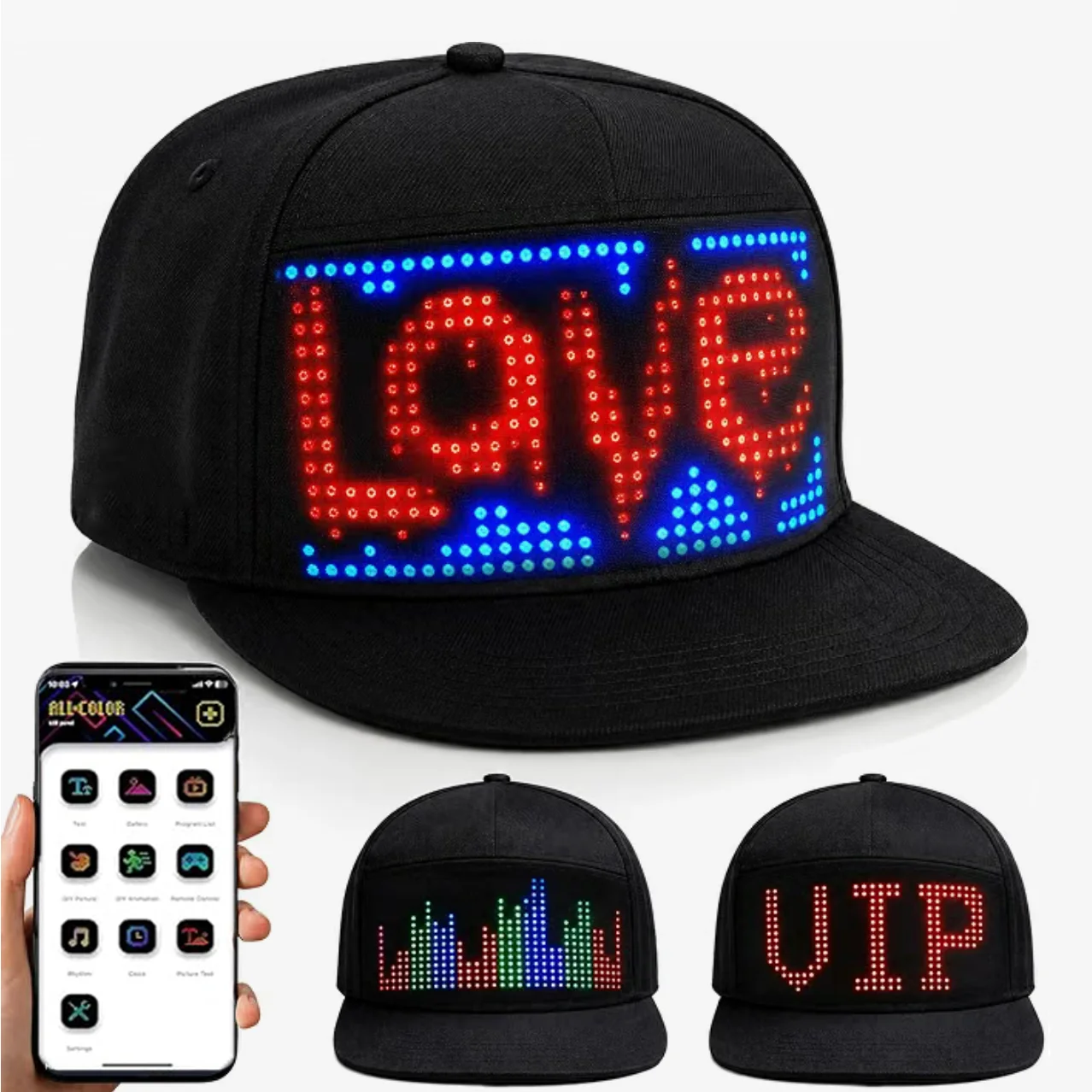 Gorra con luces LED programables