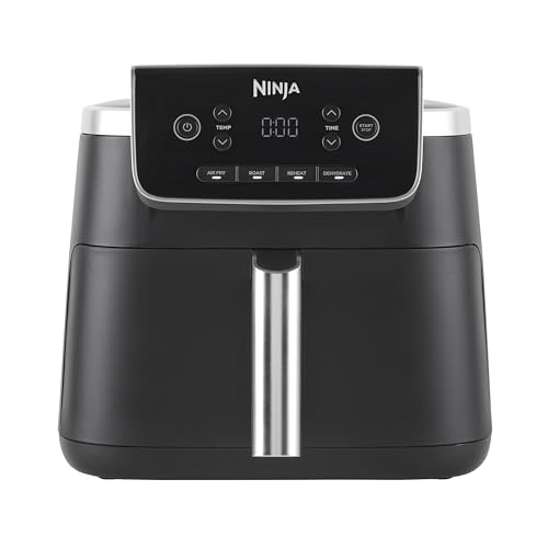 Ninja Air Fryer PRO, Freidora de Aire, 4,7L, Cesta Individual, Negro | 4 en 1, Freír con Aire, Asar, Recalentar, Deshidratar, 1-2 Porciones, Digital, Cesta y Rejilla Antiadherentes - AF140EU