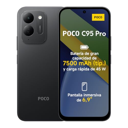 POCO C95 Pro, smartphone de 8+256 GB, negro, 7500 mAh y carga de 45 W