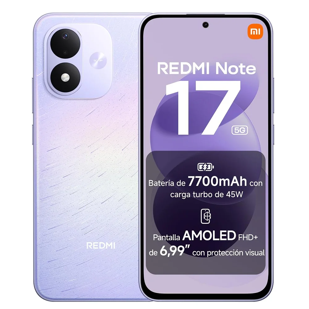 Teléfono inteligente Redmi Note 17 5G, batería de 7700 mAh, carga de 45 W, pantalla AMOLED FHD+ de 6,99" con tecnología Eye-care, Snapdragon 4 Gen 4, IP65, teléfono Xiaomi - Versión para la UE