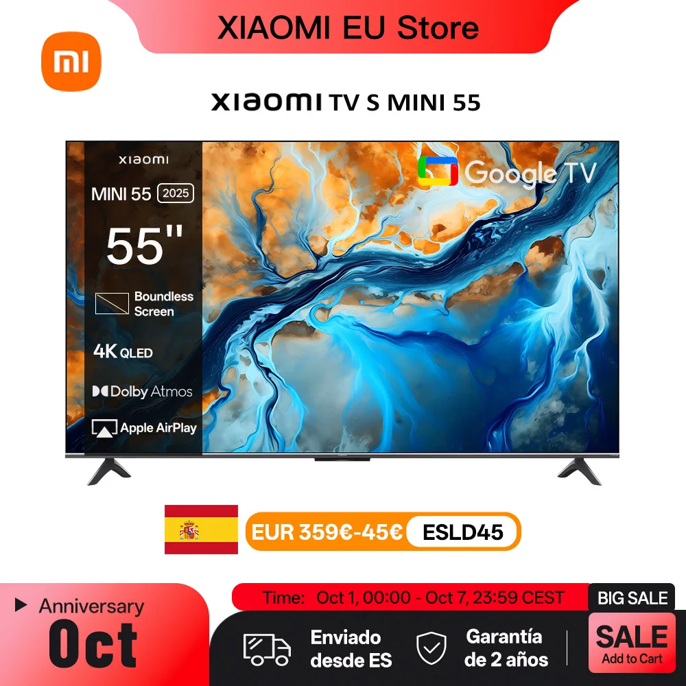 Xiaomi S Mini 55 144Hz Qd-Mini Led Dolby Vision Iq, Dolby Atmos Google TV